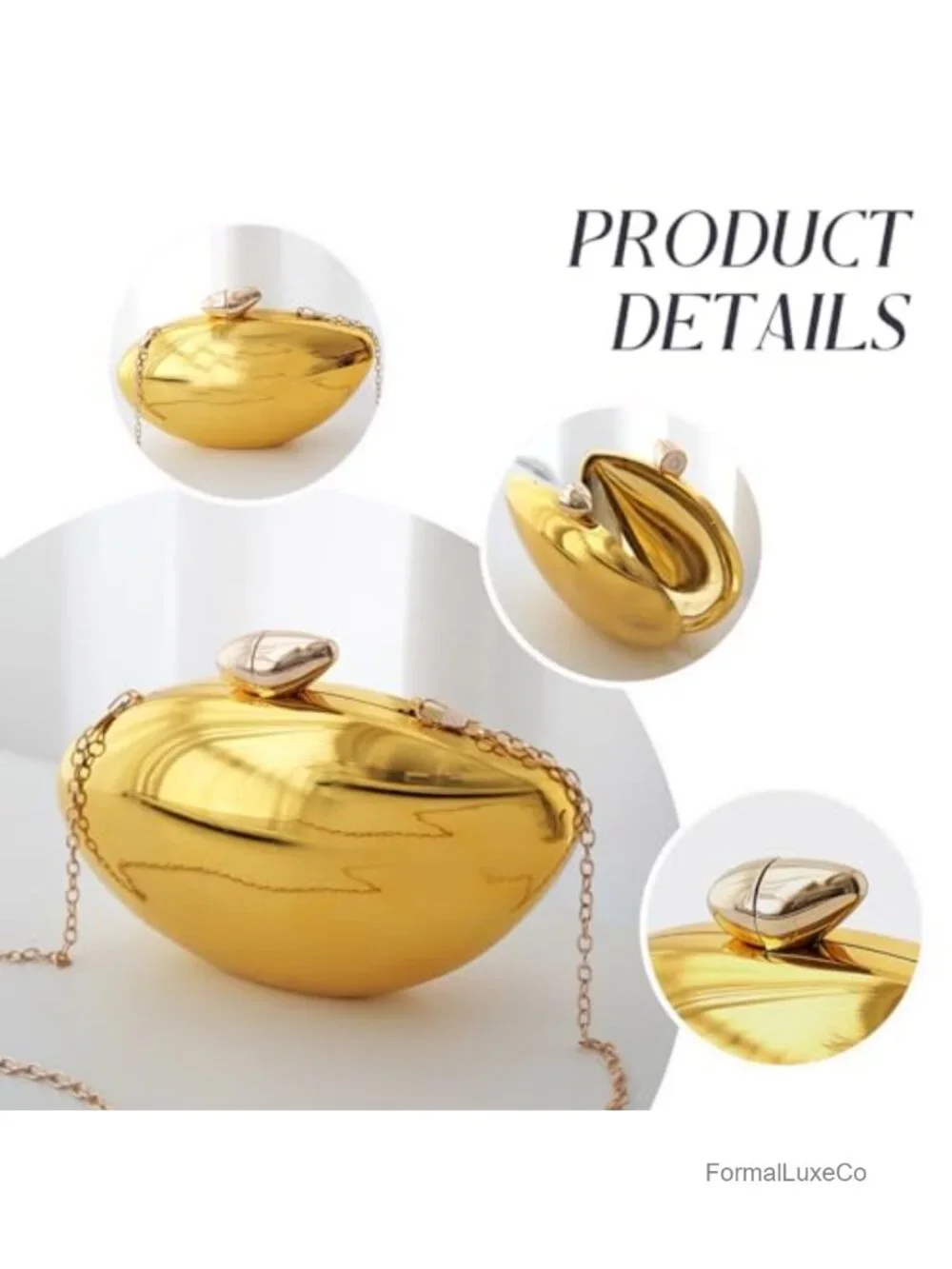 Acrylic Evening Bag Shell Shape Clutch Metallic Women's Wedding Party Purse